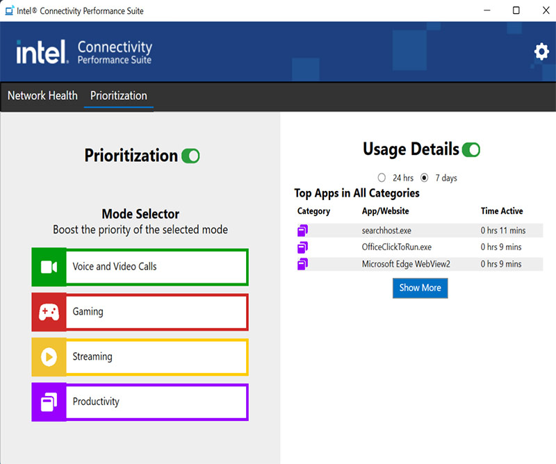 Intel® Connectivity Performance Suite for Intel® Wireless- تلعب تقنية الاتصال اللاسلكي دورًا حاسمًا في حياتنا اليومية، سواء كان ذلك في العمل أو الترفيه. ومن أجل تحسين تجربة الاتصال اللاسلكي وتعزيز الأداء العام للأجهزة، تقدم Intel® أداة Connectivity Performance Suite المصممة خصيصًا لدعم منتجات Intel® Wireless.